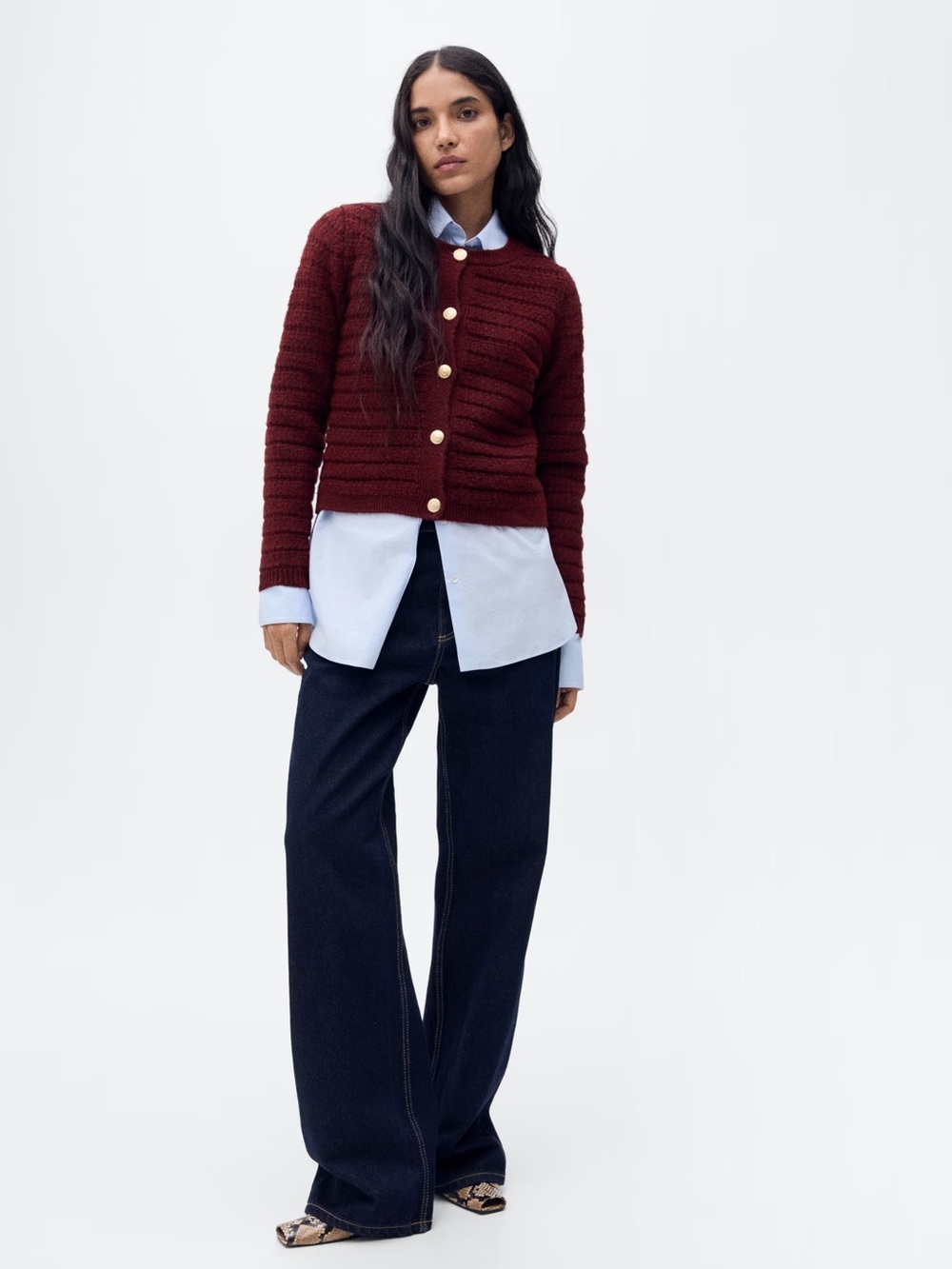 Mango Burgundy Knit cardigan NWT - Picture 3 of 8